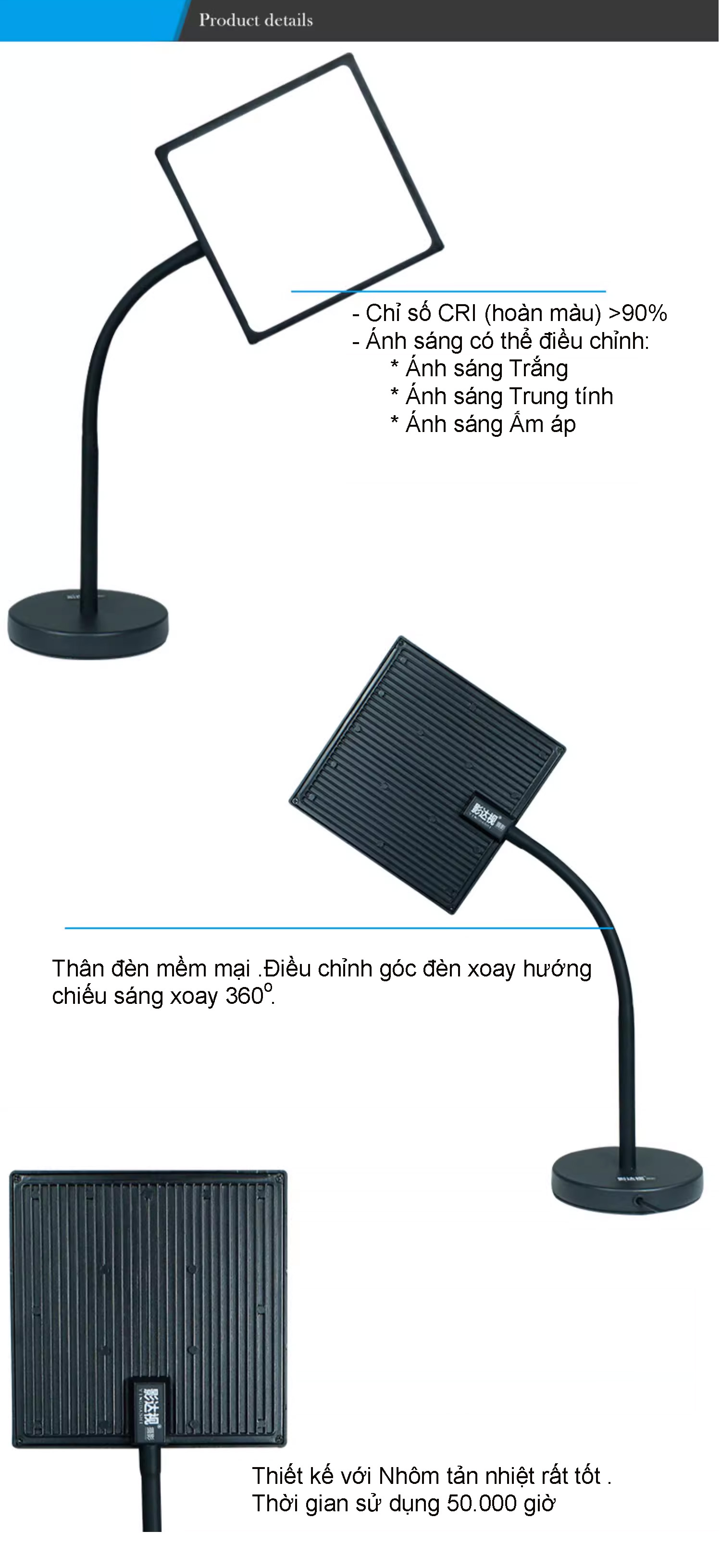 Đèn LED trợ sáng quay Video | cameratranquang.com | Công suất 25W